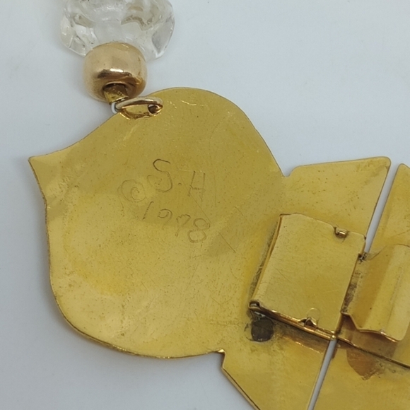 * vintage 1978 Carlton Ridge signed Sutton Hoo stone buckle front necklace - Picture 5 of 7